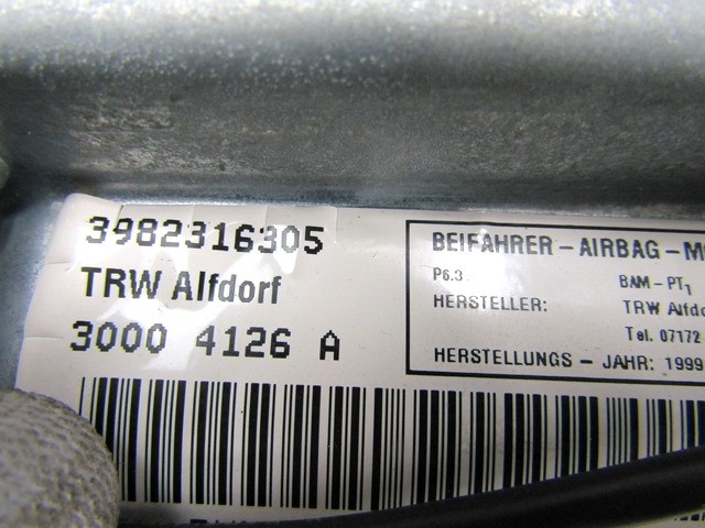 AIR BAG MODULE FOR PASSENGER SIDE OEM N. 3982316305 ORIGINAL PART ESED BMW SERIE 5 E39 BER/SW (1995 - 08/2000) DIESEL 30  YEAR OF CONSTRUCTION 1999