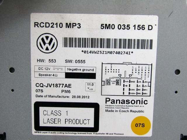 RADIO CD?/ AMPLIFIER / HOLDER HIFI SYSTEM OEM N. 5M0035156D ORIGINAL PART ESED VOLKSWAGEN POLO (06/2009 - 02/2014) BENZINA 12  YEAR OF CONSTRUCTION 2012
