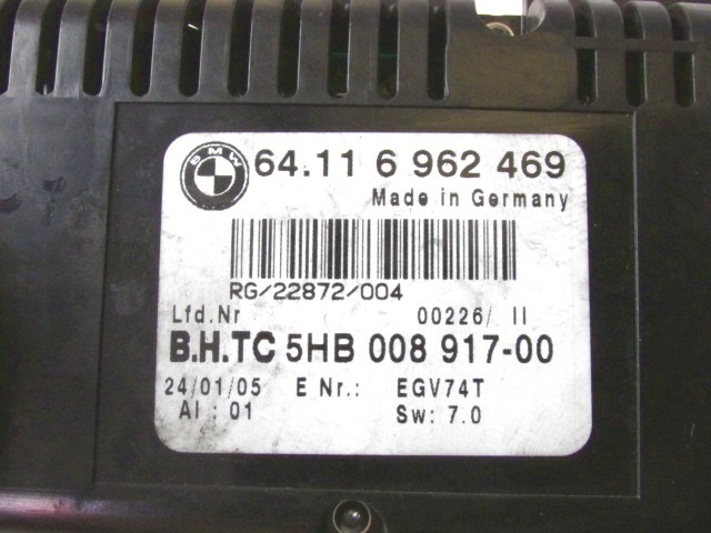 AIR CONDITIONING CONTROL UNIT / AUTOMATIC CLIMATE CONTROL OEM N. 64116962469 ORIGINAL PART ESED MINI COOPER / ONE R50 (2001-2006) DIESEL 14  YEAR OF CONSTRUCTION 2004