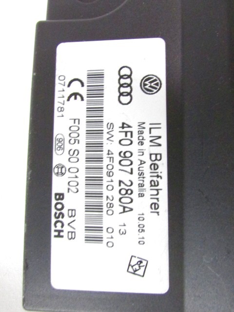 BODY COMPUTER / REM  OEM N. 4F0907280A ORIGINAL PART ESED AUDI A6 C6 4F2 4FH 4F5 RESTYLING BER/SW/ALLROAD (10/2008 - 2011) DIESEL 30  YEAR OF CONSTRUCTION 2011