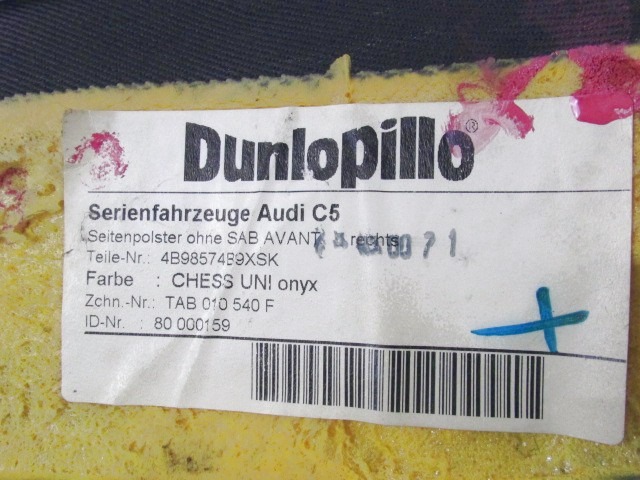 LATVIAN SIDE SEATS REAR SEATS FABRIC OEM N. 4B98574B9XSK ORIGINAL PART ESED AUDI A6 C5 RESTYLING 4B 4B5 4B2 BER/SW (1997 - 2001) DIESEL 25  YEAR OF CONSTRUCTION 2000