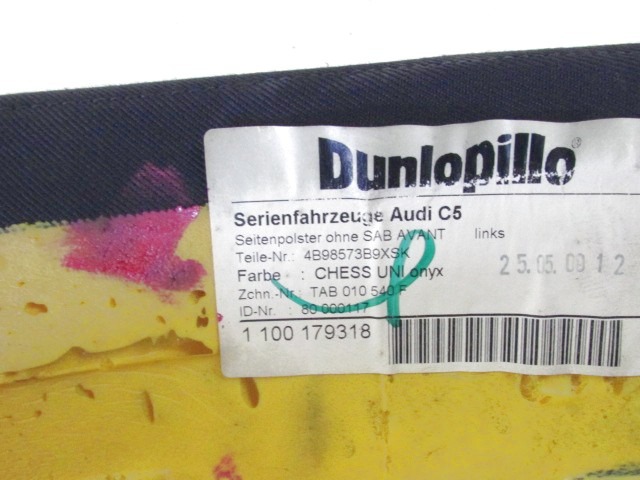 LATVIAN SIDE SEATS REAR SEATS FABRIC OEM N. 4B98574B9XSK ORIGINAL PART ESED AUDI A6 C5 RESTYLING 4B 4B5 4B2 BER/SW (1997 - 2001) DIESEL 25  YEAR OF CONSTRUCTION 2000