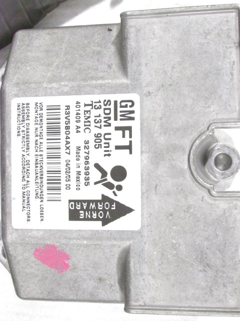 KIT COMPLETE AIRBAG OEM N. 18301 KIT AIRBAG COMPLETO ORIGINAL PART ESED OPEL ASTRA H L48,L08,L35,L67 5P/3P/SW (2004 - 2007) DIESEL 19  YEAR OF CONSTRUCTION 2005