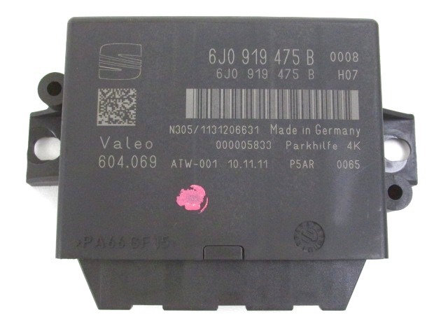 CONTROL UNIT PDC OEM N. 6J0919475B ORIGINAL PART ESED SEAT IBIZA MK4 BER/SW (2008 - 2012)BENZINA 12  YEAR OF CONSTRUCTION 2012