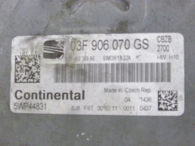 KIT ACCENSIONE AVVIAMENTO OEM N. 33689 KIT ACCENSIONE AVVIAMENTO ORIGINAL PART ESED SEAT IBIZA MK4 BER/SW (2008 - 2012)BENZINA 12  YEAR OF CONSTRUCTION 2012