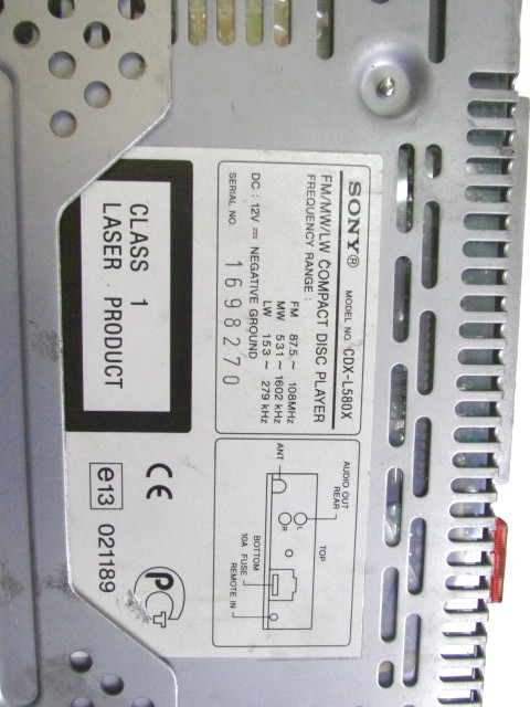 RADIO CD?/ AMPLIFIER / HOLDER HIFI SYSTEM OEM N. CDX-L580X ORIGINAL PART ESED FIAT PUNTO 188 MK2 R (2003 - 2011) BENZINA 12  YEAR OF CONSTRUCTION 2004