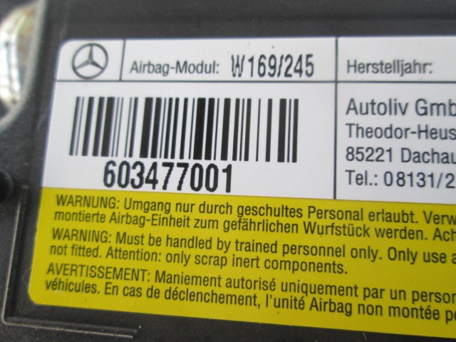 SIDE AIRBAG, FRONT  SEAT OEM N. 603477001 ORIGINAL PART ESED MERCEDES CLASSE A W169 5P C169 3P (2004 - 04/2008) BENZINA 17  YEAR OF CONSTRUCTION 2004