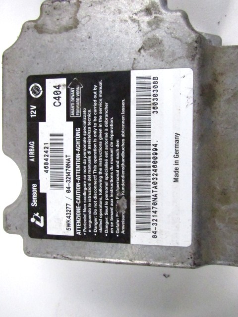 KIT COMPLETE AIRBAG OEM N. 17161 KIT AIRBAG COMPLETO ORIGINAL PART ESED ALFA ROMEO 147 937 (2001 - 2005)DIESEL 19  YEAR OF CONSTRUCTION 2003