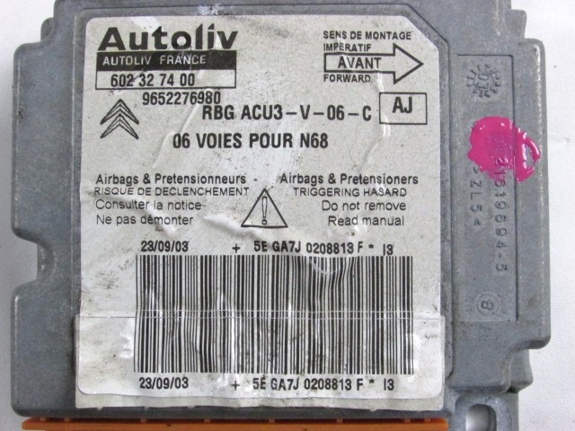 KIT COMPLETE AIRBAG OEM N. 15472 KIT AIRBAG COMPLETO ORIGINAL PART ESED CITROEN XSARA PICASSO (1999 - 2010) BENZINA 16  YEAR OF CONSTRUCTION 2003