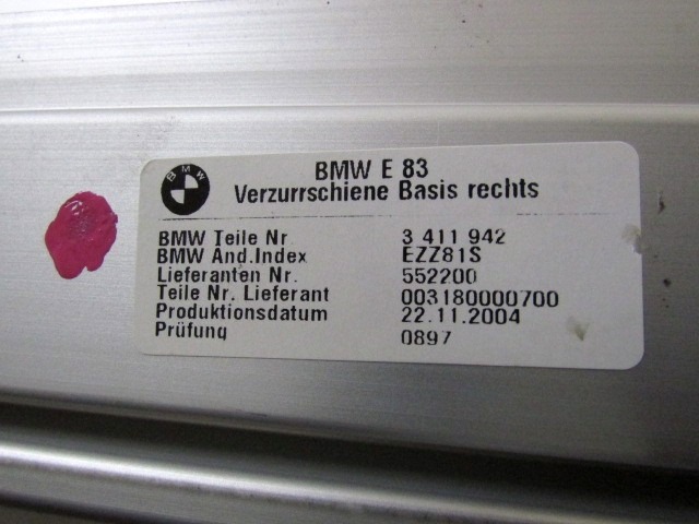 LASHING RAIL OEM N. 3411942 ORIGINAL PART ESED BMW X3 E83 (2004 - 08/2006 ) DIESEL 20  YEAR OF CONSTRUCTION 2005