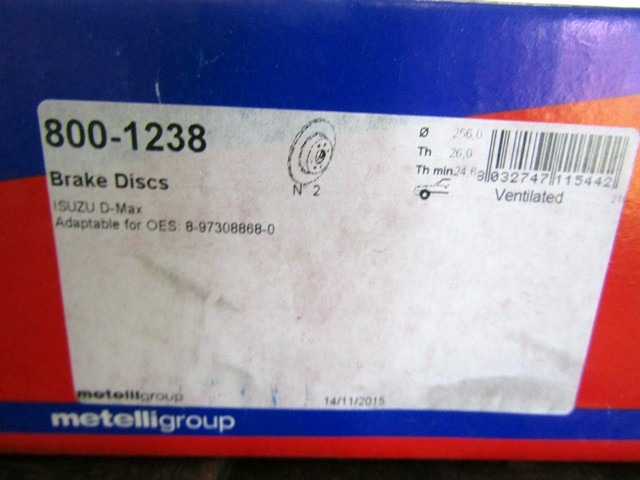 BRAKE DISC FRONT OEM N. 8-97308868-0 ORIGINAL PART ESED ISUZU D-MAX (2003 - 2008) DIESEL 30  YEAR OF CONSTRUCTION 2004