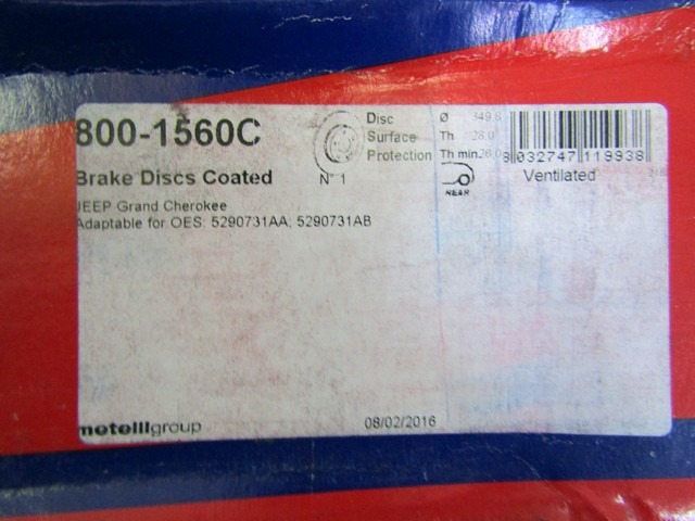 BRAKE DISC REAR OEM N. 5290731AA ORIGINAL PART ESED JEEP GRAND CHEROKEE (05/2005-08/2008) DIESEL 30  YEAR OF CONSTRUCTION 2006