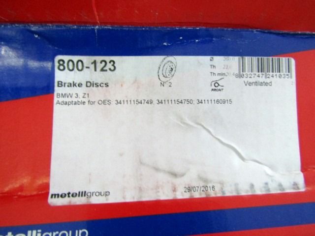 BRAKE DISC FRONT OEM N. 34111154749 ORIGINAL PART ESED BMW SERIE 3 E30 (1983 - 1990)BENZINA 20  YEAR OF CONSTRUCTION 1983