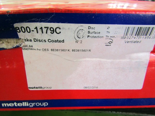 BRAKE DISC REAR OEM N. 8E0615601K ORIGINAL PART ESED AUDI A4 8EC 8ED 8HE B7 BER/SW/CABRIO (2004 - 2007) DIESEL 20  YEAR OF CONSTRUCTION 2005
