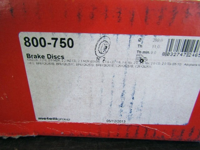 BRAKE DISC REAR OEM N. C25Y-26-251C ORIGINAL PART ESED MAZDA 5 (2005 - 2010)DIESEL 20  YEAR OF CONSTRUCTION 2005