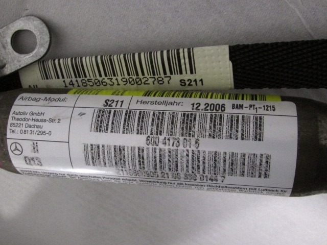 HEAD AIRBAG, LEFT OEM N. A2118600905 ORIGINAL PART ESED MERCEDES CLASSE E W211 BER/SW (06/2006 - 2009)DIESEL 30  YEAR OF CONSTRUCTION 2007