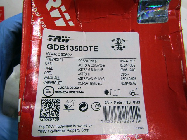 BRAKE PAD KIT OEM N. 1605957 ORIGINAL PART ESED OPEL ASTRA G 5P/3P/SW (1998 - 2003) DIESEL 20  YEAR OF CONSTRUCTION 1997