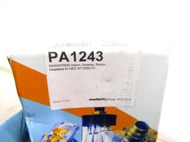ADDITIONAL WATER PUMP OEM N. 6712000101 ORIGINAL PART ESED SSANGYONG REXTON W (DAL 2012)DIESEL 20  YEAR OF CONSTRUCTION 2013