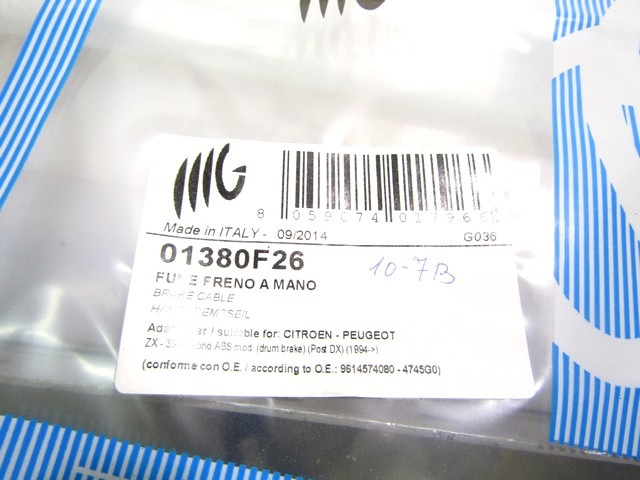 PARKING BRAKE / CONTROL OEM N. 4745G0 ORIGINAL PART ESED PEUGEOT 306 (1997 - 04/2002) BENZINA 16  YEAR OF CONSTRUCTION 1998