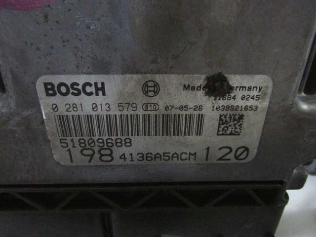 51809688 KIT ACCENSIONE AVVIAMENTO FIAT BRAVO 1.9 D 88KW 5M 5P (2007) RICAMBIO USATO 0281013579 51786512 51775688 51793869 51761160 