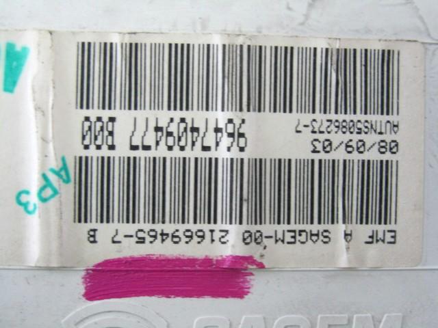 BOARD COMPUTER OEM N. 9647409477 SPARE PART USED CAR CITROEN C3 / PLURIEL MK1 (2002 - 09/2005)  DISPLACEMENT BENZINA 1,6 YEAR OF CONSTRUCTION 2004