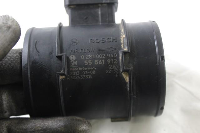 MASS AIR FLOW SENSOR / HOT-FILM AIR MASS METER OEM N. 55561912 SPARE PART USED CAR OPEL ASTRA J P10 5P/3P/SW (2009 - 2015)  DISPLACEMENT DIESEL 1,7 YEAR OF CONSTRUCTION 2013