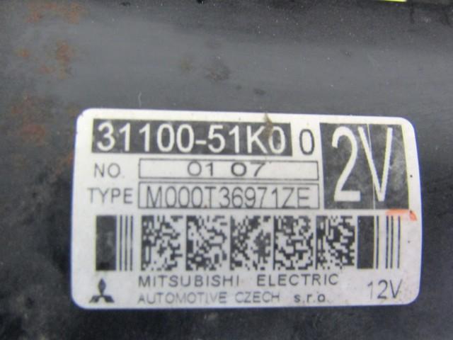 STARTER  OEM N. 31100-51K00 SPARE PART USED CAR SUZUKI SPLASH EX (03-2008/05-2012) DISPLACEMENT BENZINA/GPL 1 YEAR OF CONSTRUCTION 2010