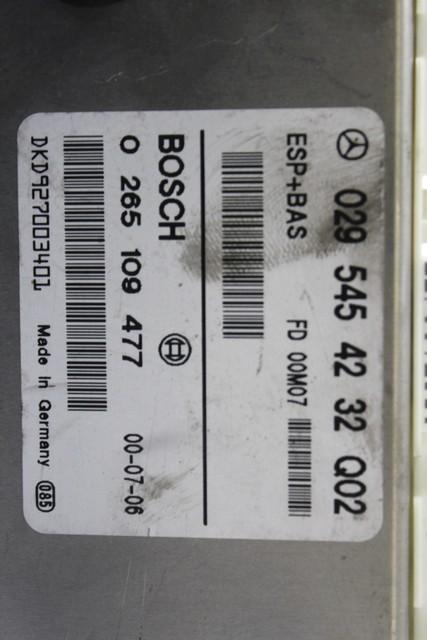ESP CONTROL UNIT OEM N. 0295454232 SPARE PART USED CAR MERCEDES CLASSE A W168 5P V168 3P 168.031 168.131 (1997 - 2000)  DISPLACEMENT DIESEL 1,7 YEAR OF CONSTRUCTION 2000