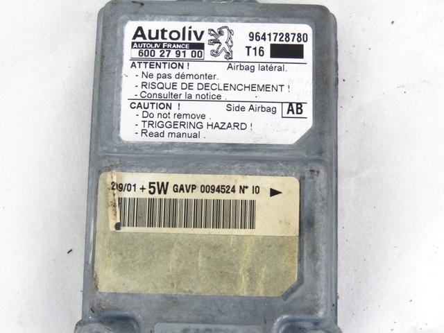 CONTROL UNIT AIRBAG OEM N. 9641728780 SPARE PART USED CAR PEUGEOT 206 / 206 CC 2A/C 2D 2E/K (1998 - 2003)  DISPLACEMENT BENZINA 2 YEAR OF CONSTRUCTION 2001