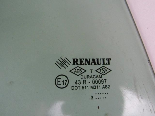 DOOR WINDOW, TINTED GLASS, REAR RIGHT OEM N. 823002979R SPARE PART USED CAR RENAULT CLIO BH KH MK4 (2012 - 2019) DISPLACEMENT DIESEL 1,5 YEAR OF CONSTRUCTION 2013