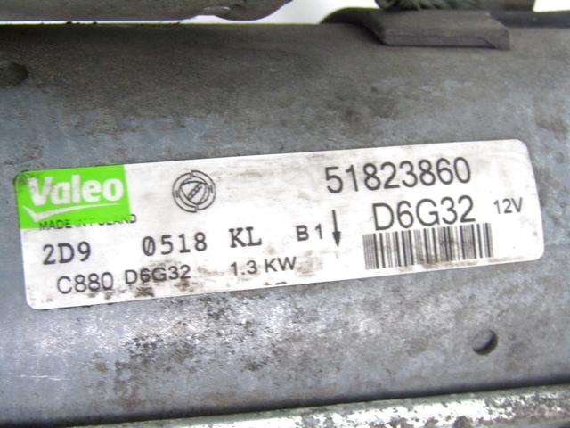 STARTER  OEM N. 51823860 SPARE PART USED CAR FIAT GRANDE PUNTO 199 (2005 - 2012)  DISPLACEMENT DIESEL 1,3 YEAR OF CONSTRUCTION 2009