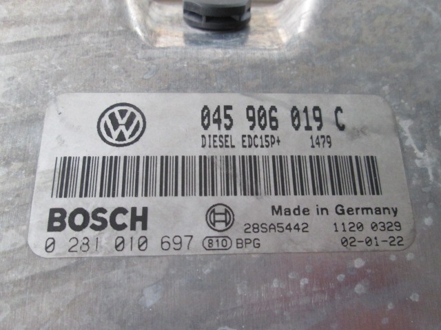 BASIC DDE CONTROL UNIT / INJECTION CONTROL MODULE . OEM N. 281010697 ORIGINAL PART ESED VOLKSWAGEN POLO (10/2001 - 2005) DIESEL 14  YEAR OF CONSTRUCTION 2002