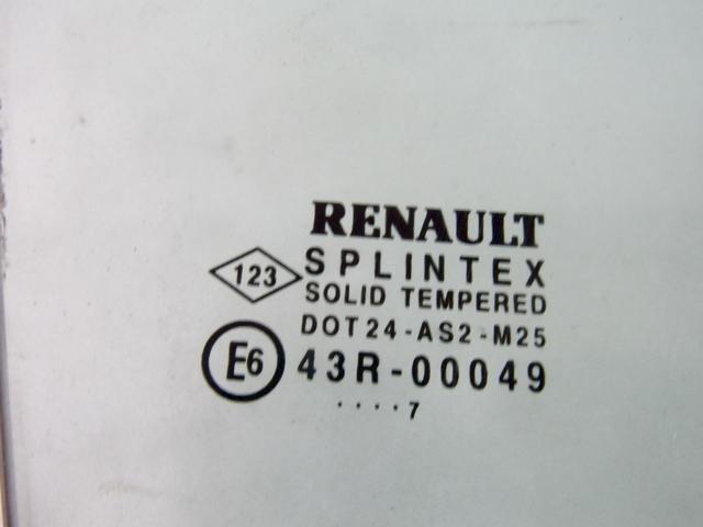 DOOR WINDOW, FRONT RIGHT OEM N. 8200120588 SPARE PART USED CAR RENAULT SCENIC/GRAND SCENIC JM0/1 MK2 (2003 - 2009)  DISPLACEMENT BENZINA/GPL 1,6 YEAR OF CONSTRUCTION 2007
