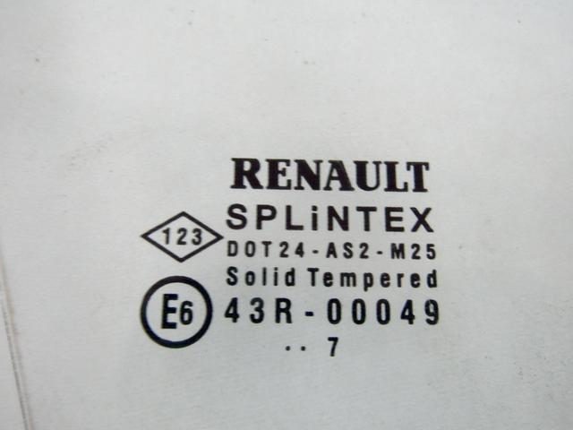 FIXED DOOR WINDOW, RIGHT OEM N. 8200120907 SPARE PART USED CAR RENAULT SCENIC/GRAND SCENIC JM0/1 MK2 (2003 - 2009)  DISPLACEMENT BENZINA/GPL 1,6 YEAR OF CONSTRUCTION 2007