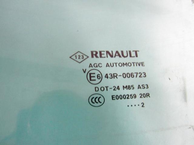 DOOR WINDOW, TINTED GLASS, REAR LEFT OEM N. 823010011R SPARE PART USED CAR RENAULT SCENIC/GRAND SCENIC JZ0/1 MK3 R (2012 - 2016)  DISPLACEMENT DIESEL 1,5 YEAR OF CONSTRUCTION 2012