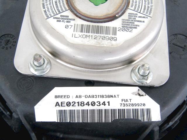 AIRBAG MODULE, DRIVER'S SIDE OEM N. 735289920 SPARE PART USED CAR ALFA ROMEO 147 937 (2001 - 2005) DISPLACEMENT DIESEL 1,9 YEAR OF CONSTRUCTION 2004