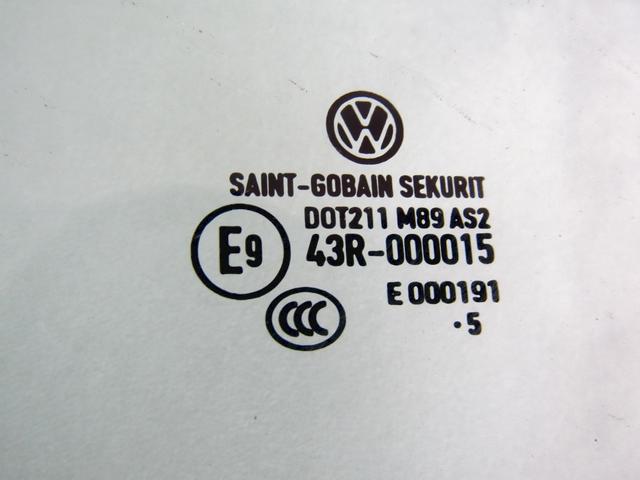 DOOR WINDOW, TINTED GLASS, REAR LEFT OEM N. 6Q6845025C SPARE PART USED CAR VOLKSWAGEN POLO 9N R (2005 - 10/2009)  DISPLACEMENT DIESEL 1,4 YEAR OF CONSTRUCTION 2005