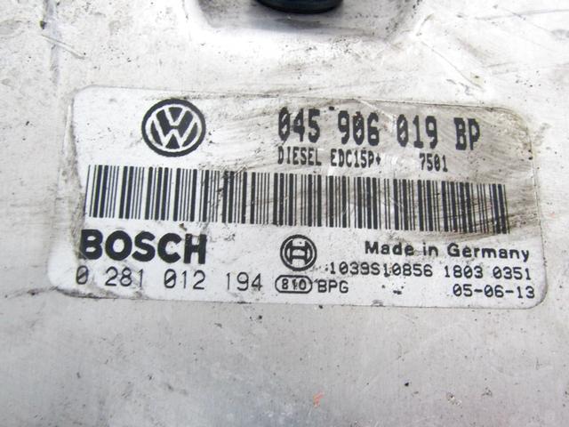 KIT ACCENSIONE AVVIAMENTO OEM N. 18605 KIT ACCENSIONE AVVIAMENTO SPARE PART USED CAR VOLKSWAGEN POLO 9N R (2005 - 10/2009)  DISPLACEMENT DIESEL 1,4 YEAR OF CONSTRUCTION 2005