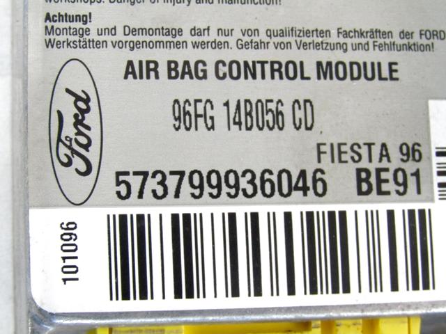 KIT COMPLETE AIRBAG OEM N. 5736 KIT AIRBAG COMPLETO SPARE PART USED CAR FORD FIESTA JA JB MK4 (1995 - 1999) DISPLACEMENT BENZINA 1,4 YEAR OF CONSTRUCTION 1996