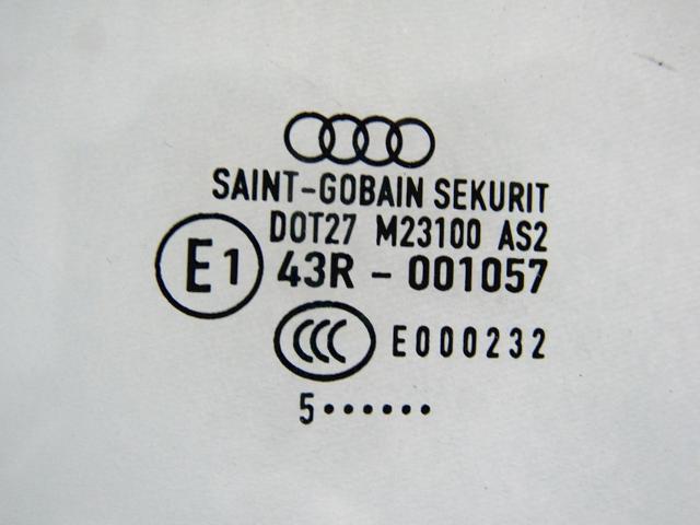 DOOR WINDOW, TINTED GLASS, REAR LEFT OEM N. 8P4845205B SPARE PART USED CAR AUDI A3 MK2 8P 8PA 8P1 (2003 - 2008) DISPLACEMENT BENZINA 1,6 YEAR OF CONSTRUCTION 2005