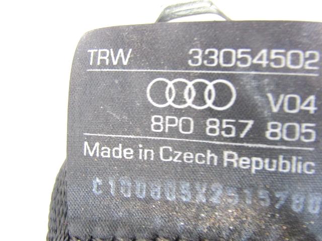 SEFETY BELT OEM N. 8P0857805 SPARE PART USED CAR AUDI A3 MK2 8P 8PA 8P1 (2003 - 2008) DISPLACEMENT BENZINA 1,6 YEAR OF CONSTRUCTION 2005
