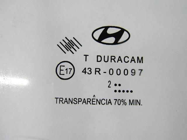 DOOR WINDOW, FRONT RIGHT OEM N. 824211J010 SPARE PART USED CAR HYUNDAI I20 PB PBT MK1 R (2012 - 2014)  DISPLACEMENT BENZINA/GPL 1,1 YEAR OF CONSTRUCTION 2013