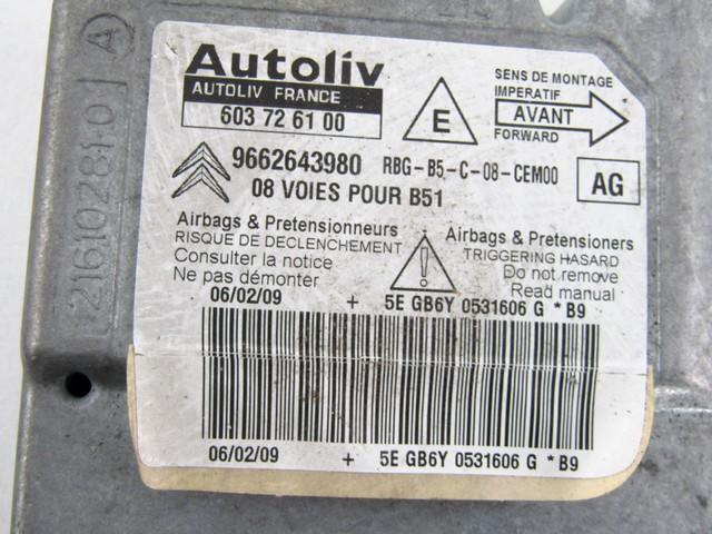 KIT COMPLETE AIRBAG OEM N. 18336 KIT AIRBAG COMPLETO SPARE PART USED CAR CITROEN C4 MK1 / COUPE L LC (2004 - 08/2009)  DISPLACEMENT DIESEL 1,6 YEAR OF CONSTRUCTION 2009