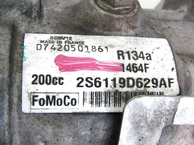 AIR-CONDITIONER COMPRESSOR OEM N. 2S6119D629AF SPARE PART USED CAR FORD FIESTA JH JD MK5 R (2005 - 2008)  DISPLACEMENT DIESEL 1,4 YEAR OF CONSTRUCTION 2008