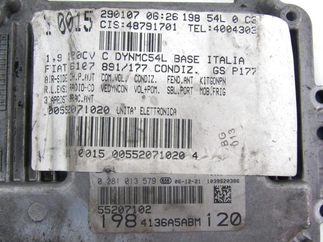 KIT ACCENSIONE AVVIAMENTO OEM N. 22544 KIT ACCENSIONE AVVIAMENTO SPARE PART USED CAR FIAT BRAVO 198 (02/2007 - 01/2011)  DISPLACEMENT DIESEL 1,9 YEAR OF CONSTRUCTION 2007