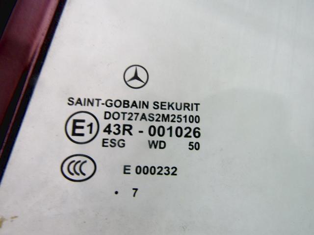 DOOR WINDOW, TINTED GLASS, REAR LEFT OEM N. A2096700110 SPARE PART USED CAR MERCEDES CLASSE CLK W209 C209 COUPE A209 CABRIO (2002 - 2010) DISPLACEMENT DIESEL 3 YEAR OF CONSTRUCTION 2007