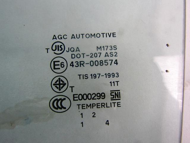 DOOR WINDOW, TINTED GLASS, REAR LEFT OEM N. 5736A299 SPARE PART USED CAR MITSUBISHI SPACE STAR A0A (DAL 2012)  DISPLACEMENT BENZINA 1,3 YEAR OF CONSTRUCTION 2014