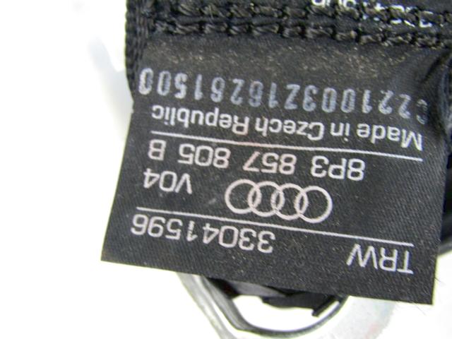 SEFETY BELT OEM N. 8P3857805B SPARE PART USED CAR AUDI A3 MK2 8P 8PA 8P1 (2003 - 2008) DISPLACEMENT DIESEL 1,9 YEAR OF CONSTRUCTION 2003