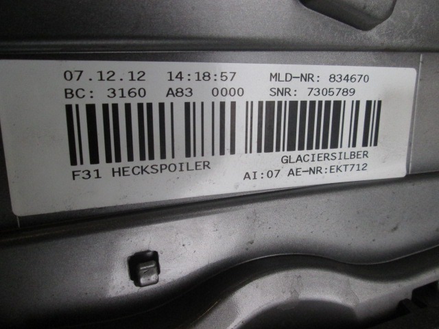 REAR SPOILER OEM N. 7305789 ORIGINAL PART ESED BMW SERIE 3 F30/F31 BER/SW (DAL 2012) DIESEL 20  YEAR OF CONSTRUCTION 2013