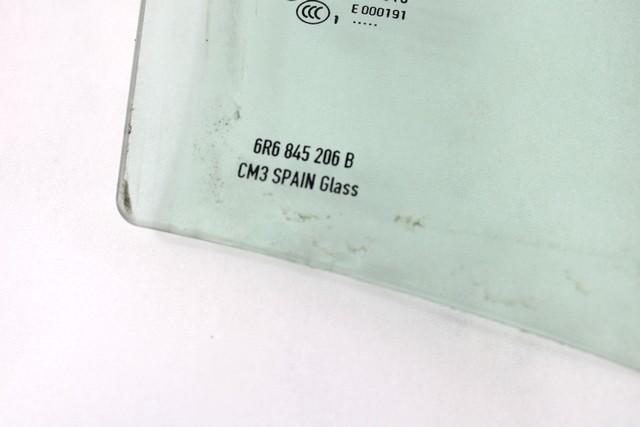 DOOR WINDOW, TINTED GLASS, REAR RIGHT OEM N. 6R6845206B SPARE PART USED CAR VOLKSWAGEN POLO 6R1 6C1 (06/2009 - 02/2014)  DISPLACEMENT DIESEL 1,2 YEAR OF CONSTRUCTION 2011